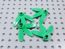 LEGO Lot of 4 Bright Green Round 1x1 Plates w/ 3 Thin Leaves Plants Minifig BR