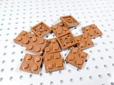 LEGO Lot of 12 Reddish Brown 2x2 Plates BA