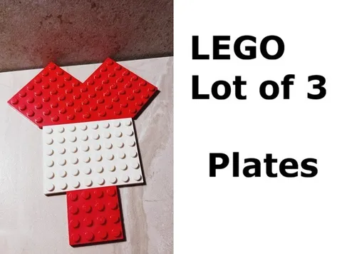 LEGO Assorted Plate Set Lot of 3 Plates Red White Heart Shape Baseplate Build on
