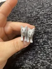 2 Lego Light Bluish Gray Wolf Black Nose Wolfpack Beast Master Animal