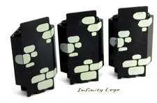 3 LEGO Vintage Black Panel 3 x 3 x 6 Corner Wall with Light Grey Stones 2345