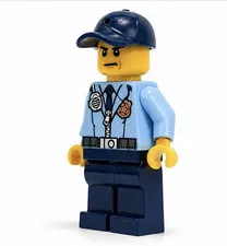 LEGO Police Officer Minifigure Light Blue Uniform with Dark Blue Cap