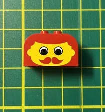Lego piece 4744px15, Vintage Basic Theme, Red Slope Curved 4x2x2 Red Mustache