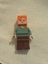 Lego Minecraft Alex Minifigure Authentic Mini Figure Green Shirt