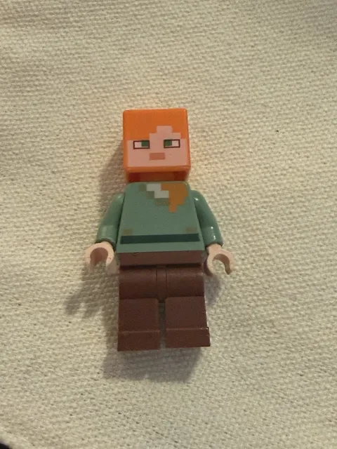 Lego Minecraft Alex Minifigure Authentic Mini Figure Green Shirt