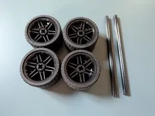 LEGO Technic Lot Of 4 Tires 37X22 Black Wheels Rims LOW PROFILE