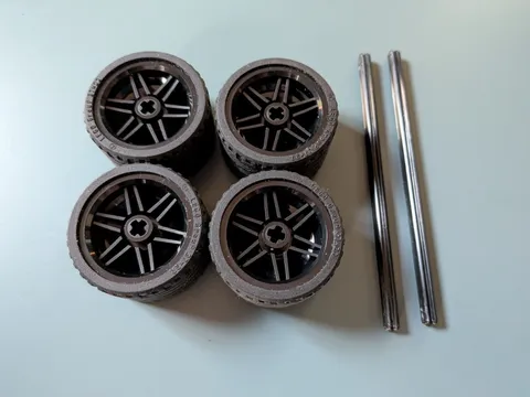 LEGO Technic Lot Of 4 Tires 37X22 Black Wheels Rims LOW PROFILE
