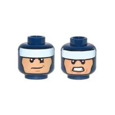 LEGO - Minifig, Head Dark Blue Balaclava, White Headband, Smile / Clenched Teeth