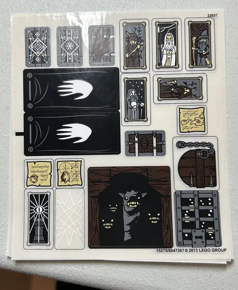 Lego sticker sheet 15275/6047307 for set 10237 Tower of Orthanc NEW unused