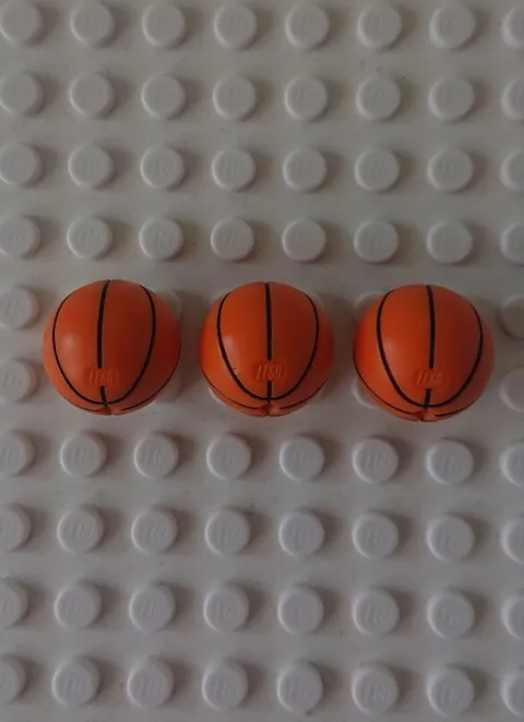 LEGO NBA Basketball - 3x Basketballs Standard Black Lines Pattern - (43702pb02)