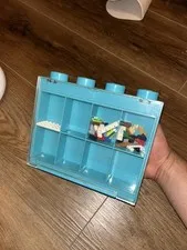 LEGO Blue Display Case, Clear Front Panel, Wall-Mountable, 8 Compartments
