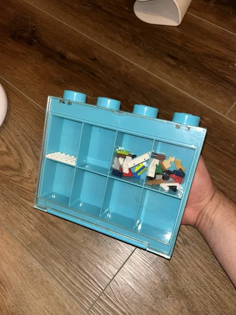 LEGO Blue Display Case, Clear Front Panel, Wall-Mountable, 8 Compartments