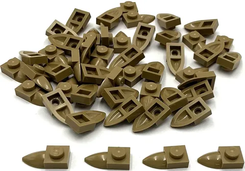 Lego 50 New Dark Tan Plates Modified 1 x 1 with Tooth Horizontal Parts