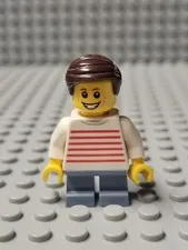 Lego Minifig Child Ferris Wheel Boy White Sweater with Red Stripes 
