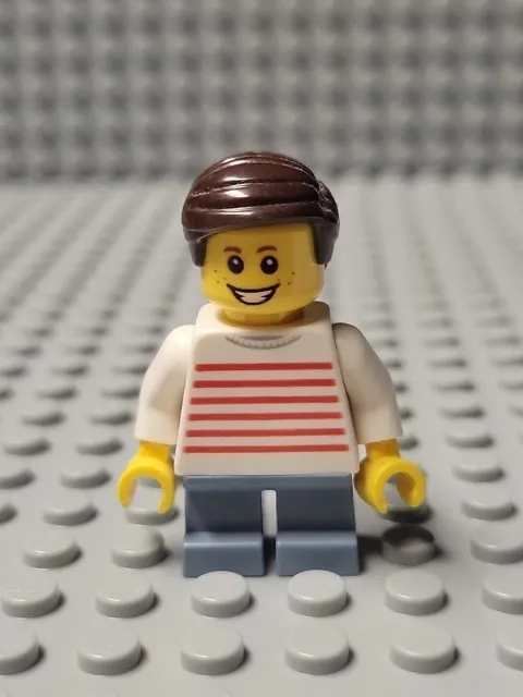 Lego Minifig Child Ferris Wheel Boy White Sweater with Red Stripes 