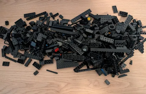 674g Black Colored Lego Bulk Lot Mixed (May contain some mega bloks)