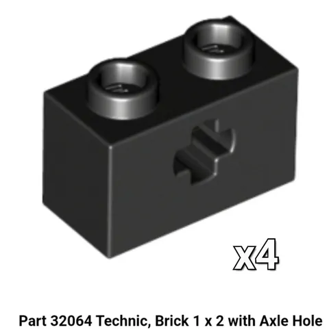 NEW LEGO Parts BLACK Technic Brick 1 x 2 Axle Hole 32064 Qty 4 