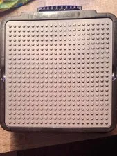 LEGO storage case grey building toy baseplate