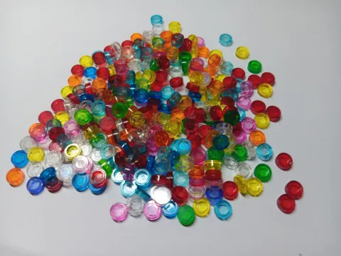 LEGO LOT OF 300 TRANS ROUND SMOOTH TILE 1X1 MIXED COLORS #98138