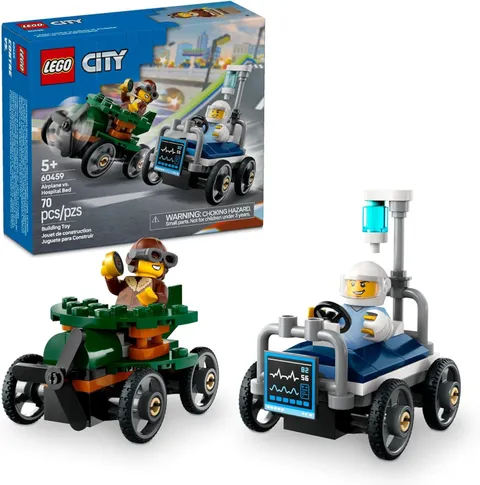 LEGO City Airplane vs. Hospital Bed Race Car Pack Toy - Building Toy (60459)