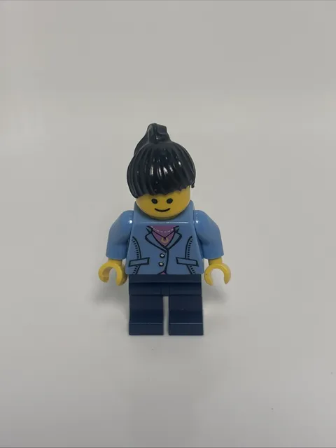 LEGO City Female Minifigure Black Ponytail Blue Jacket Office Worker Town RARE