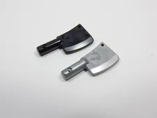 LEGO Lot of 2 Meat Cleaver Knife Minifig Flat Silver Black Q7
