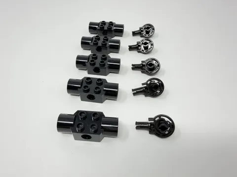 LEGO Technic: 47455 + 48172 Black Rotation Joint Ball Loop And Socket Pair Of 5