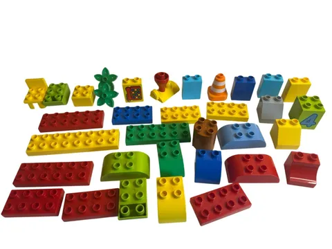 LEGO Duplo Lot of Flat Bricks Slopes Traffic Cone 1x2 Cylinder Flowers Etc. Bulk
