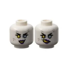 LEGO - Minifig, Head Female Yellow Right Eye / Blue Left Eye & Purple Lips