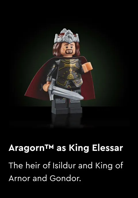 LEGO Lord of the Rings Aragorn King Elessar Minifigure Minas Tirith 11377