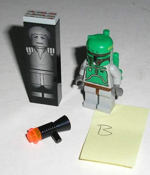 Lego Star Wars BOBA FETT (Classic Grays) Minifigure & Han Solo Carbonite 7144 *B