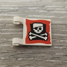 Lego 2335pb008 White Flag 2 x 2 Square Skull and Crossbones Eye Patch Pattern