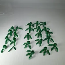 LEGO Parts 30176 (15pcs) Plant 1x1 Brick with 3 Bamboo Leaves GREEN w/ 7 broken 