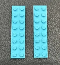 Lot 2 LEGO Part 3007 Medium Azure Replacement Brick 2 x 8 2x8