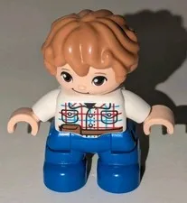 Lego Duplo Boy Son Figure W/ Curly Hair From Jurassic Park World Minifigure Kid