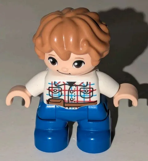 Lego Duplo Boy Son Figure W/ Curly Hair From Jurassic Park World Minifigure Kid