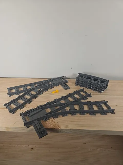 LEGO City Trains Switch Tracks Set (7 pieces Count - Missing 1 Yellow Piece)