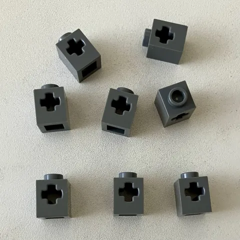 LEGO 8x NEW Technic Brick Modified 1x1 w/ Axle Hole DARK BLUISH GREY #73230