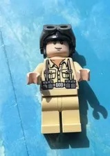 LEGO Minifigure Tan Outfit w/ Black Helmet and Goggles/Gray Visor