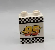 Lego Duplo Block Specialty Disney Cars Brick #95 RACE CAR White Black