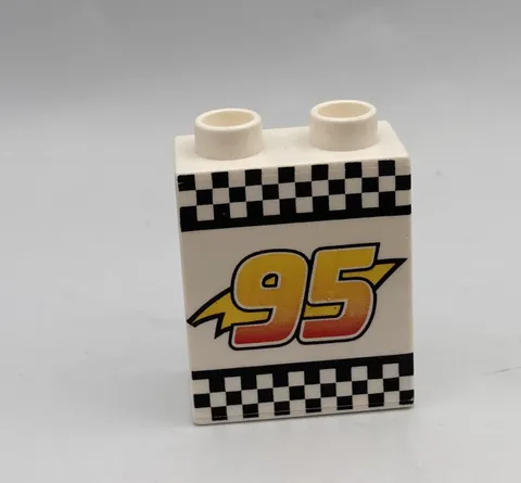 Lego Duplo Block Specialty Disney Cars Brick #95 RACE CAR White Black