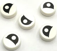 Lego 5 New Tiles Round 1 x 1 w/ Black Eye Partially Closed Centered Pupil Parts