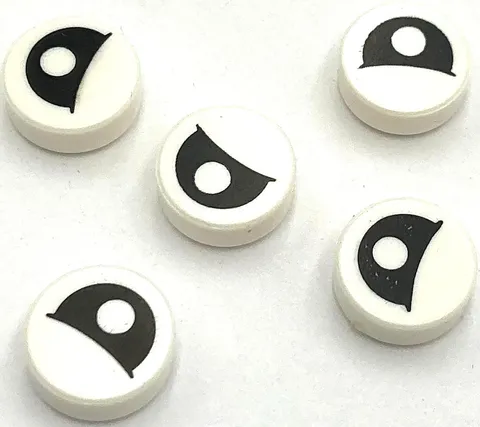 Lego 5 New Tiles Round 1 x 1 w/ Black Eye Partially Closed Centered Pupil Parts