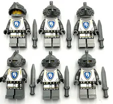 Lego 6 New Castle Horse Knight Minifigures Medevil Figures Swords Pointed Helmet