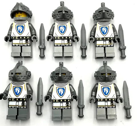 Lego 6 New Castle Horse Knight Minifigures Medevil Figures Swords Pointed Helmet