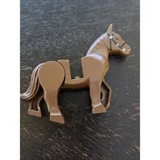 Lego Horse #10352c01pb01 Movable Legs Black Eyes & Bridle Reddish Brown