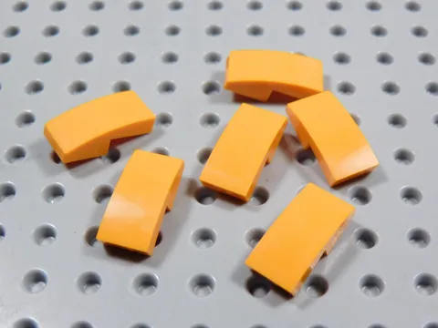 LEGO Lot of 6 Orange 2x1 Curved Slopes No Stud BK