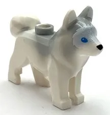 Lego New Dog Husky w/ Marbled Light Bluish Gray Ears Back Blue Eyes Part
