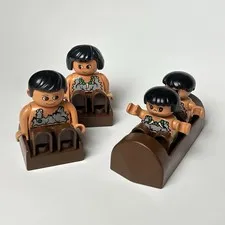 Vintage Lego Duplo Caveman Cave People Family Boat Canoe And Chairs 2602