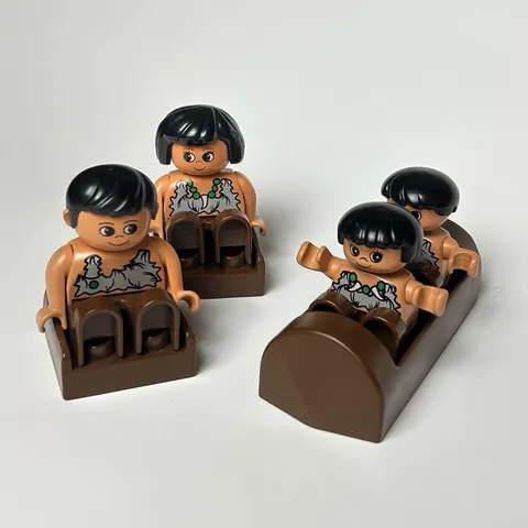 Vintage Lego Duplo Caveman Cave People Family Boat Canoe And Chairs 2602